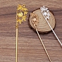Accessoires de bâton de cheveux en fer, serti de cabochons en alliage, bambou