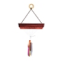 Wood and Natural Agate Wind Chime Pendants, Chakra Stones Wall Hanging Ornament, for Home Decor