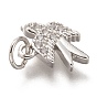 Brass Micro Pave Clear Cubic Zirconia Charms, Long-Lasting Plated, with Jump Ring, Bird