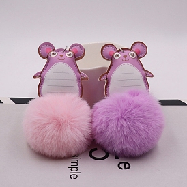 Cute Mouse Imitation Leather Doll Pendant Keychain, Pendant Decorations with Alloy Findings