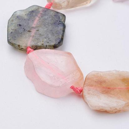 Un mélange naturel de pierres fines perles brins, perles de dalle plate, quartz rose et améthyste et préhnite, nuggets