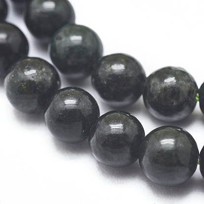 Brins de perles de jade noir natura myanmar, ronde
