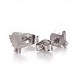 304 Stainless Steel Stud Earrings, Hypoallergenic Earrings, with Ear Nuts/Earring Back, Chick