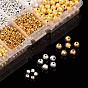 Perles texturées en laiton et perles de fer, ronde, 4~6mm, trou: 1 mm, environ 990 / boîte