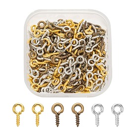 300Pcs 3 Colors Iron Screw Eye Pin Peg Bails, For Half Drilled Beads