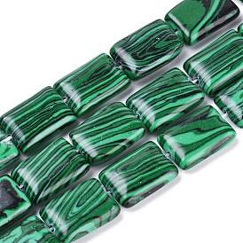 Synthetic Malachite Beads Strands, Rectangle