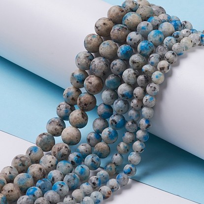 Brins de perles en pierre naturelle k 2, givré, ronde
