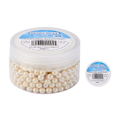 Cuenta redonda de perlas de vidrio perlado teñido ambientalmente benecreat para hacer joyas con recipiente de cuentas