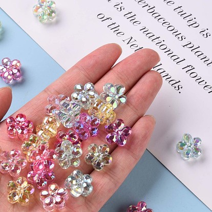Perles acryliques transparentes, couleur ab , facette, fleur