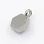 201 Stainless Steel Rhinestone Hexagon Charm Pendants, Grade A, Faceted, 9x7x4mm, Hole: 1mm