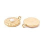 Vacuum Plating 304 Stainless Steel Pendants, with Shell, Flat Round