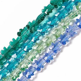 Transparent Electroplate Glass Beads Strands, Faceted, Bear