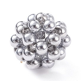 Perles tissées en verre galvanisé, perles de cluster, ronde