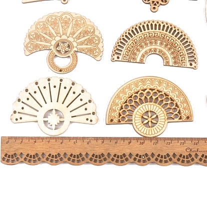 Grands pendentifs en bois creux, pour la fabrication de bijoux, larme/cerf-volant/forme d'éventail
