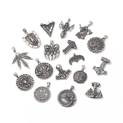 Tribe Style 304 Stainless Steel Pendants, Mixed Shapes Charms