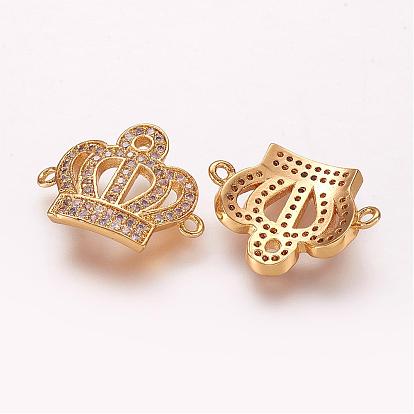 Brass Micro Pave Cubic Zirconia Links, Crown