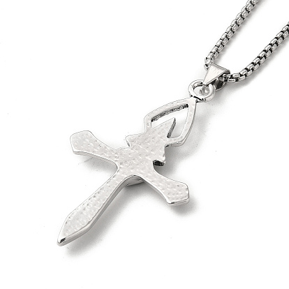 Alloy Cross Pandant Necklace with Box Chains, Gothic Jewelry for Men Women