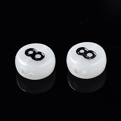 Perles acryliques lumineuses, plat et circulaire avec numéro