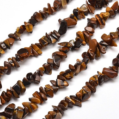 Natural Tiger Eye Chip Bead Strands, 5~8x5~8mm, Hole: 1mm, about 31.5 inch