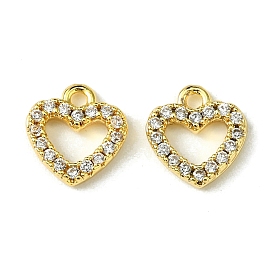 Valentine's Day Brass Micro Pave Cubic Zirconia Charms, Heart