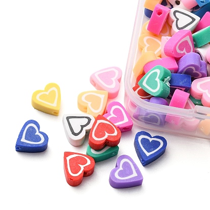 65Pcs Handmade Polymer Clay Beads, Heart