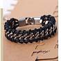 Bracelets de corde de cuir d'imitation, avec les accessoires en alliage, platine