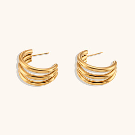 Minimalist C-shaped Earrings in 18K Gold Plated Stainless Steel Jewelry