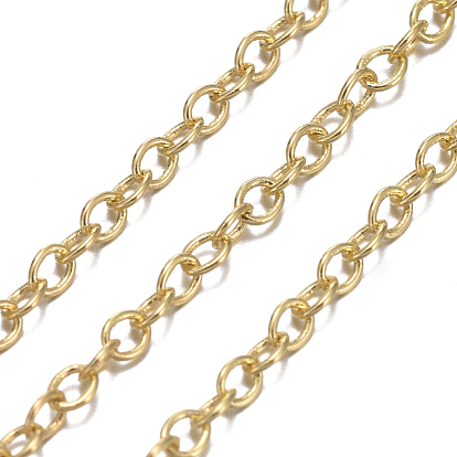 Brass Cable Chains, Soldered, with Spool, Oval, Cadmium Free & Lead Free, Long-Lasting Plated