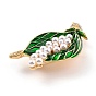 Broche de aleación flor de la vida con perla de resina, exquisito pin de solapa de diamantes de imitación para niña mujer, dorado