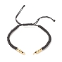 Adjustable Braided Polyester Cord Bracelet Making, with 304 Stainless Steel Jump Rings, Round Brass Beads