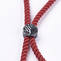 Fabrication de bracelet en nylon torsadé, fabrication de bracelet de curseur, avec les accessoires en laiton, sans cadmium et sans plomb, plaqué longue durée, arbre de la vie, rouge