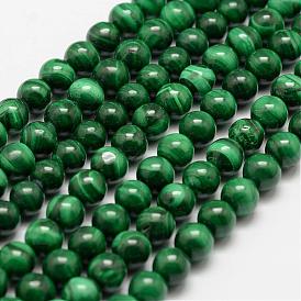 Malachite naturelles brins de perles, ronde