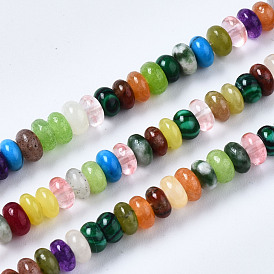 Natural & Synthetic Mixed Stone Beads Strands, Rondelle
