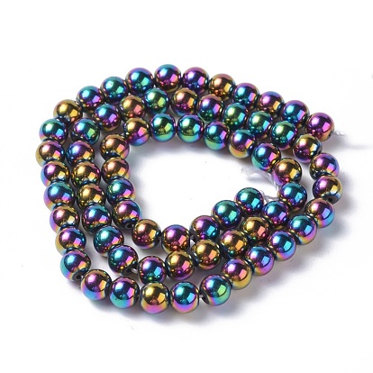 Magnétiques perles synthétiques d'hématite, couleur arc en ciel, ronde, 6mm, Trou: 1mm, longueur: 15.7 pouces
