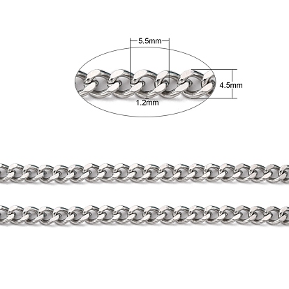 304 Stainless Steel Cuban Link Chains, Chunky Curb Chains, Faceted, Unwelded