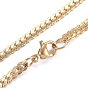 Men's 304 Stainless Steel Cuban Link Chain Necklaces, with Lobster Claw Clasps
