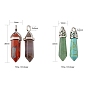 14Pcs 14 Style Chakra Natural & Synthetic Gemstone Pendants, with Platinum Tone Brass/Alloy Findings, Bullet