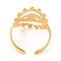 201 Stainless Steel Open Cuff Ring Rhinestone Settings, Eye Ring for Men Women