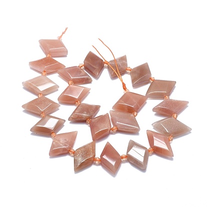 Natural Sunstone Beads Strands, Faceted, Rhombus