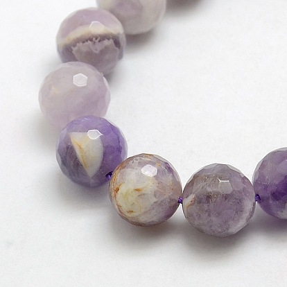 Natural Gemstone Amethyst Round Beads Strands, Faceted