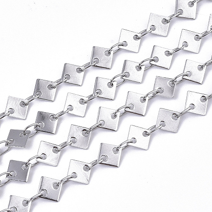 Ion Plating(IP) 304 Stainless Steel Link Chains, Rhombus Sequin Chains, Soldered