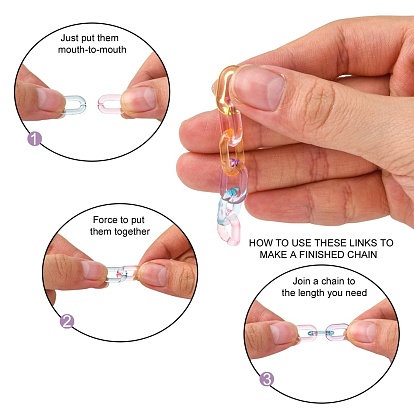 Transparent Acrylic Linking Rings, Quick Link Connectors, For Jewelry Cable Chains Making, Oval