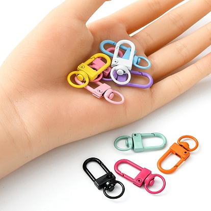 10Pcs 10 Colors Spray Painted Eco-Friendly Alloy Swivel Snap Hooks Clasps, Cadmium Free & Nickel Free & Lead Free