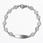 304 Stainless Steel ID Bracelets, with Lobster Claw Clasps, Flat Round
