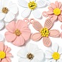 24 pcs 6 pendentifs en alliage peints à la bombe de style, fleur/marguerite & fleur