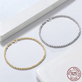 925 Sterling Silver Ball Chain Bracelets, with S925 Stamp