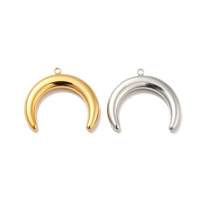 Ion Plating(IP) 304 Stainless Steel Pendants, Double Horn/Crescent Moon
