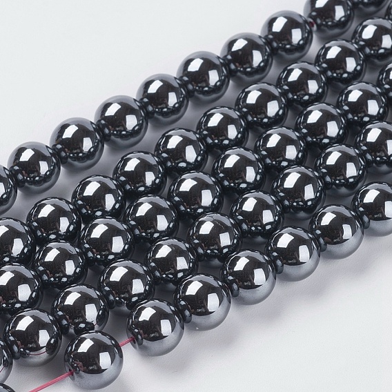 Non-Magnetic Synthetic Hematite Beads, AA Grade Round Beads, 8mm, Hole: 1mm