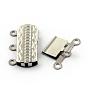 304 Stainless Steel Box Clasps, Rectangle, 6 Hole, 3 Loop