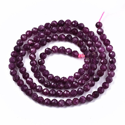 Natural Ruby Beads Strands, Faceted, Round